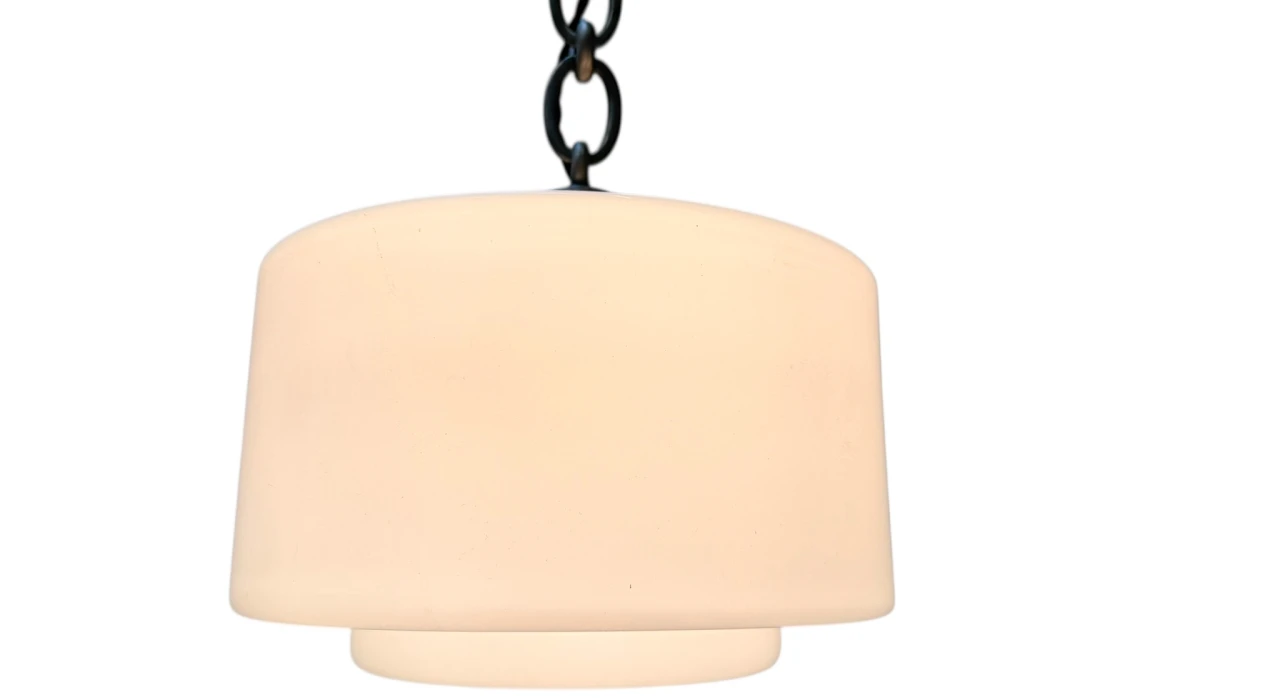 Art Deco Pendant Lamp with Original Milk Glass Shade, 1930s